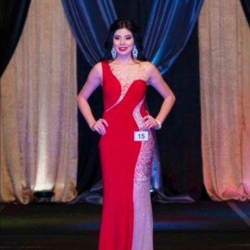 Long red dress